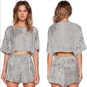 MINKPINK Gingham Crop Top Shorts Set